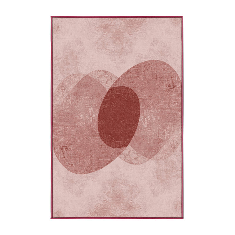 Tapis rose doux et moelleux à motif abstrait moderne et contemporain Farrer Valentines, 2x3