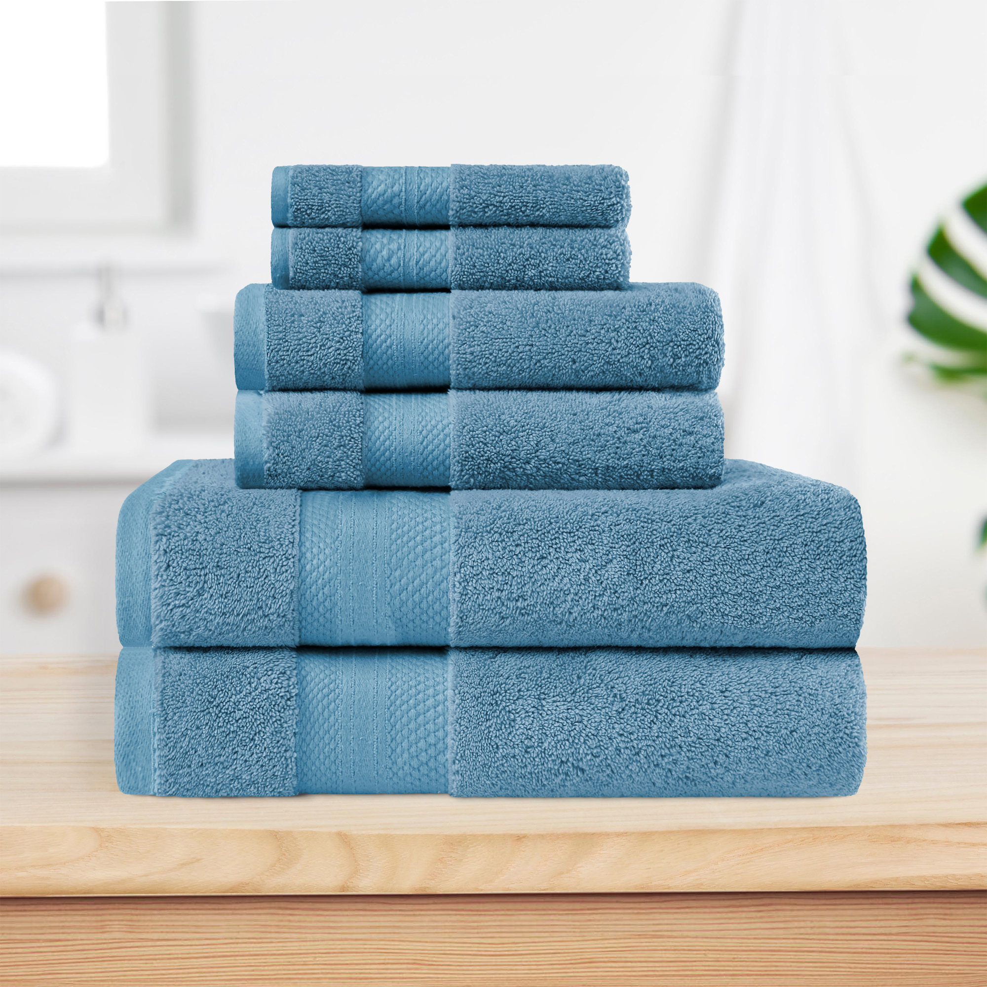 Finnian Ultra-Plush Heavyweight, 100% Turkish Towel Collection, Denim Blue, 6 Piece Towel Set