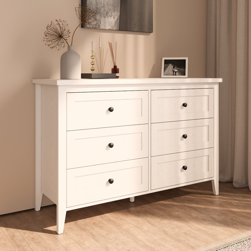 Commode double 6 tiroirs pour chambre Wilma, Blanc