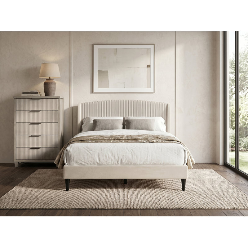 Jolande Contemporary Solid Wood 2 Pieces Bedroom Set, 2 Pcs: Bed, Chest, Queen