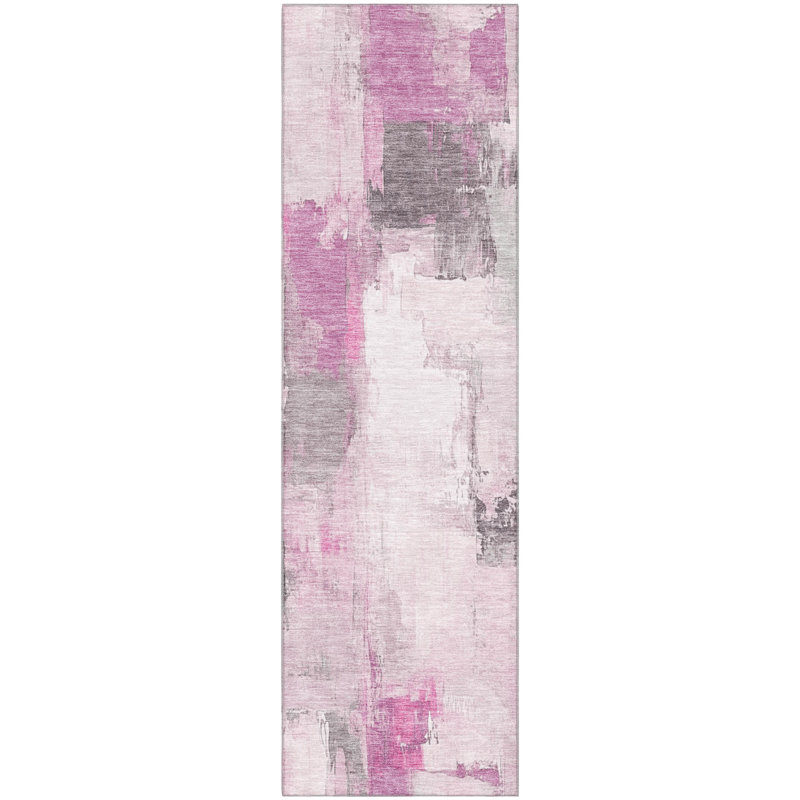 Premium Machine Washable Pinkston Abstract Rug, Runner 2'3" x 7'6"