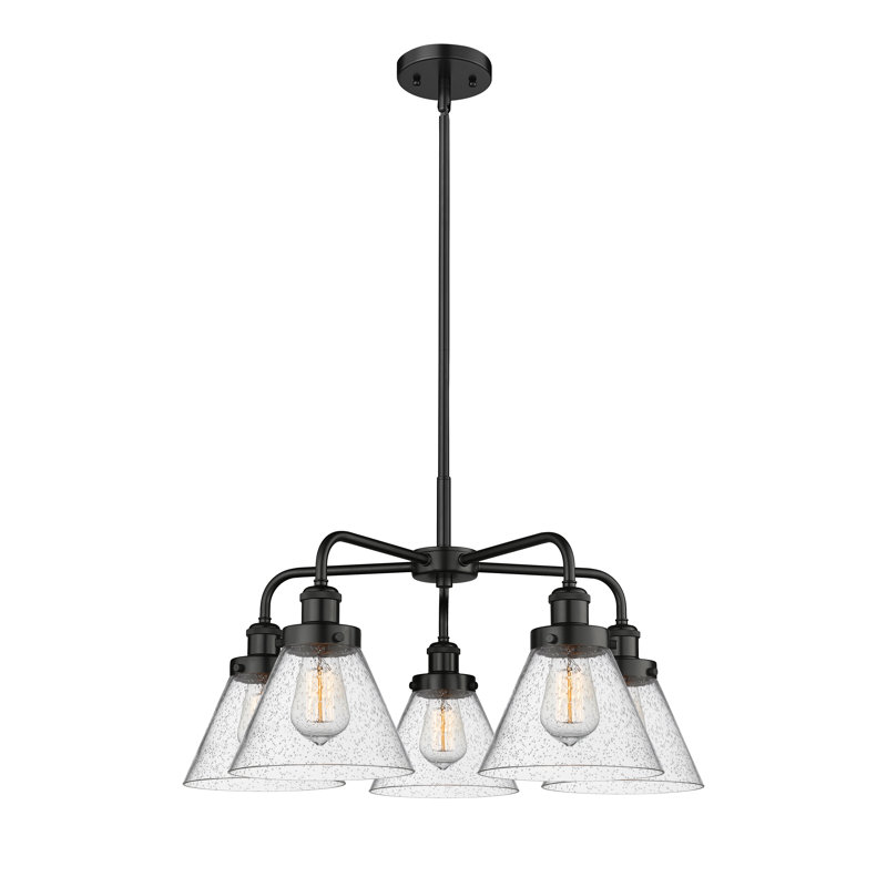 Lustre suspendu 5 lumières Cone, Grainé, Noir mat