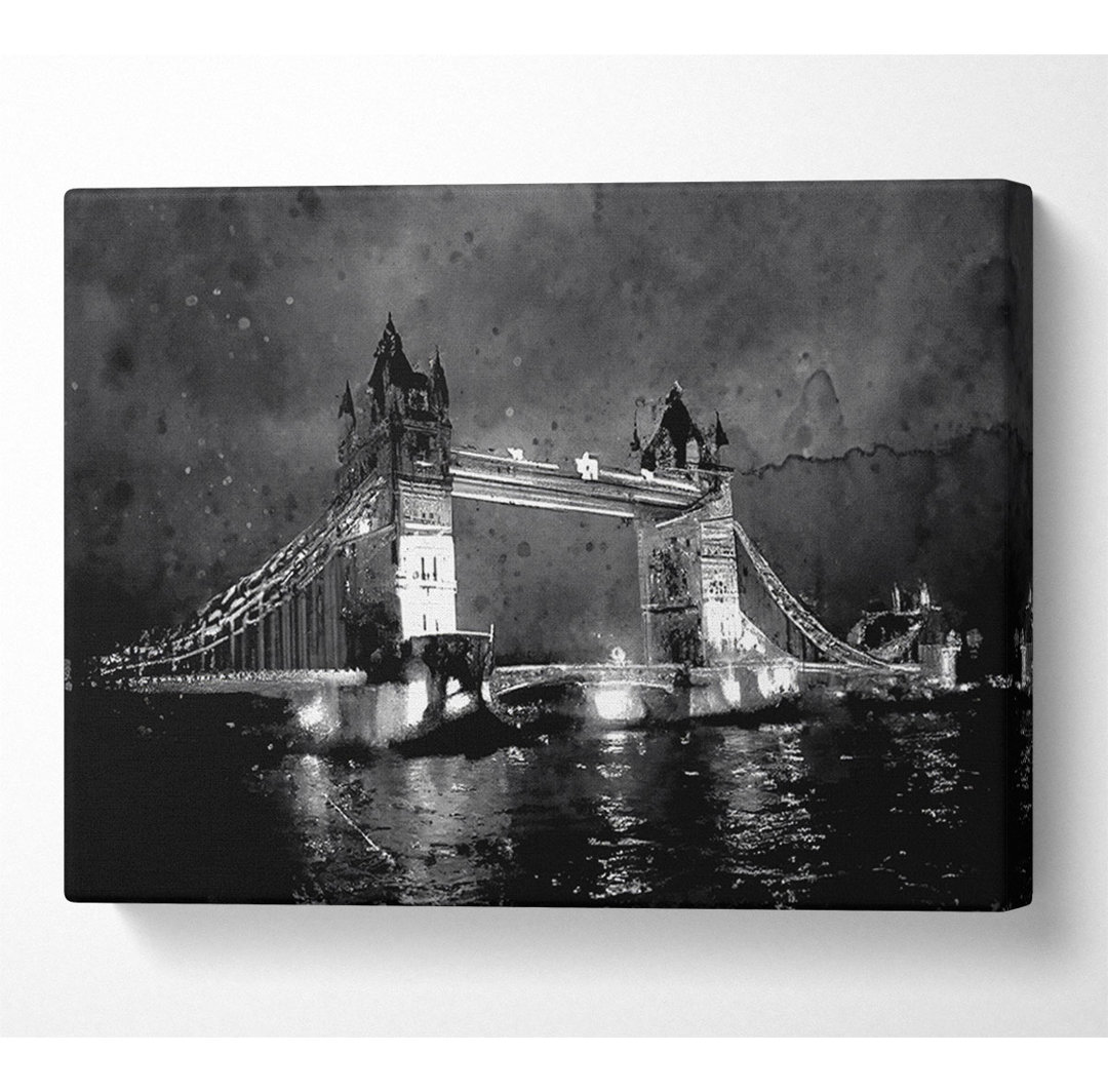 London Bridge At Night B N W - Leinwanddrucke auf Leinwand