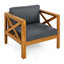 Fauteuil club d'extérieur en bois d'acacia avec coussins (ensemble de 2)-130143964
