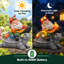 Statue de jardin lumineuse en forme de gnome chevauchant une tortue, alimentée à l'énergie solaire