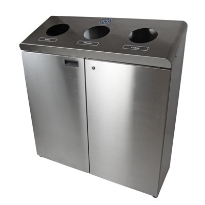 Steel Open Multi-Compartments Trash & Recycling Bin - 87 Gallons