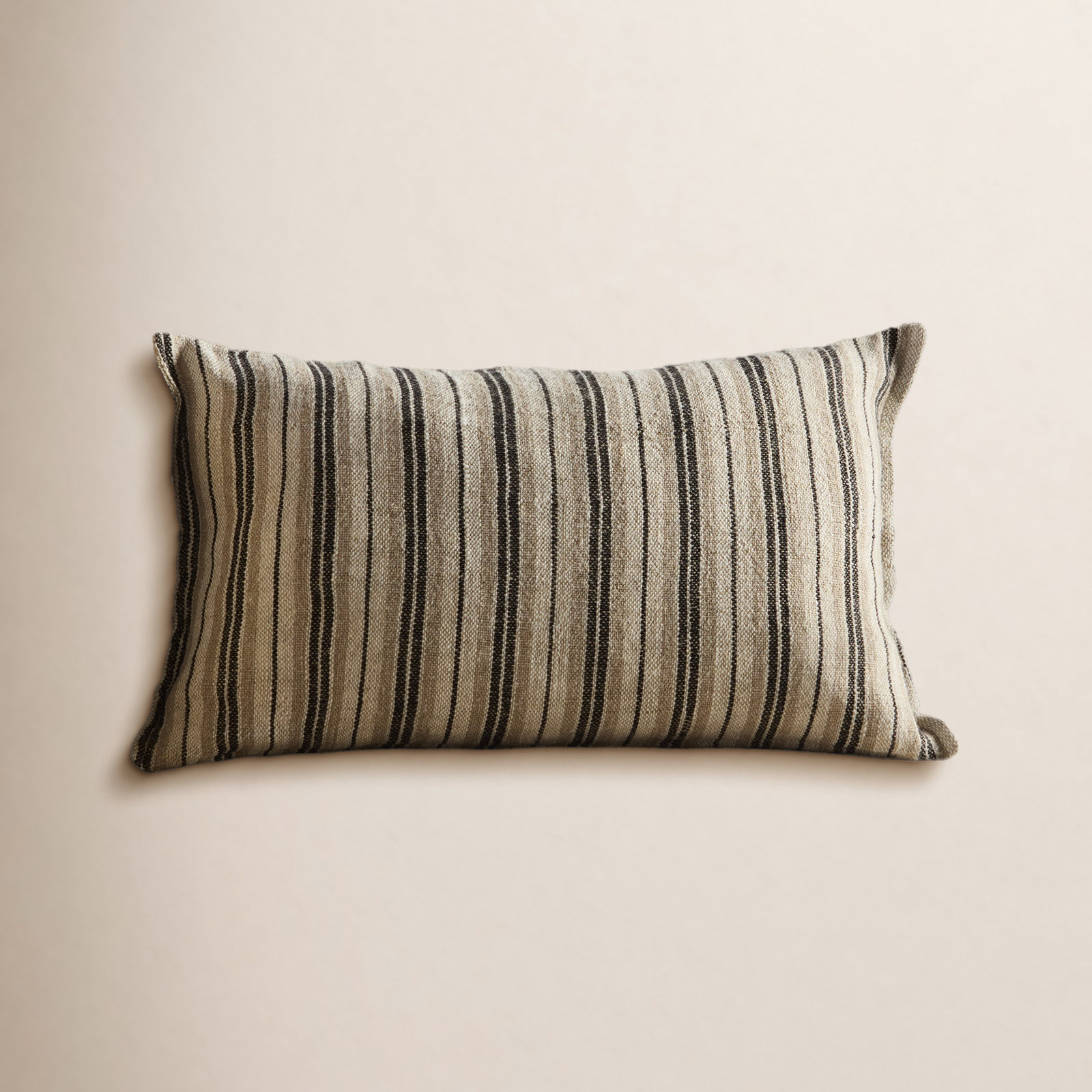 Regent Striped Linen Lumbar Throw Pillow, Pillow Cover Only - No Insert, Dark Brown, Rectangle 13"H x 21"W