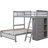 Wooden Twin Over Full Bunk Bed With Six Drawers And Flexible Shelves,Bottom Bed With Wheels-1273547530