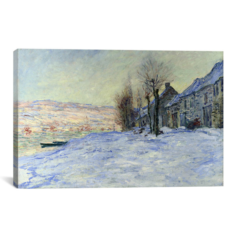 «Lavacourt Sunshine and Snow» par Claude Monet, reproduction d'art sur toile, H 12 po x l 18 po x P 1,5 po, Toile tendue