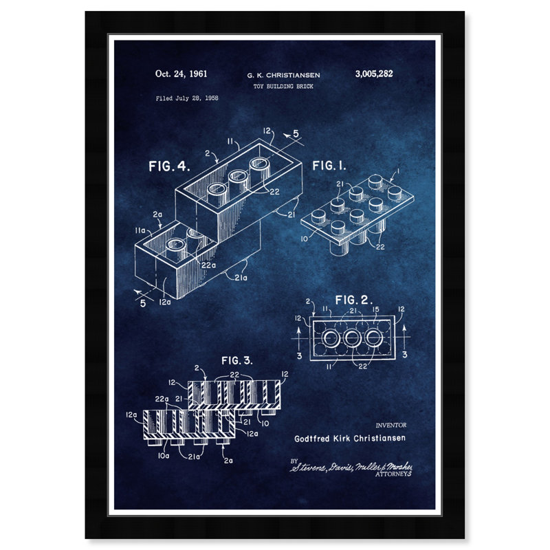 «Lego Toy Building Brick» - Tableau noir, reproduction d'art graphique sur papier