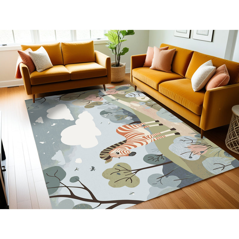 Tapis pour enfants 6 animaux Ginza, Rectangulaire 2 pi x 3 pi