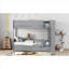 Structure de lit superposé simple au-dessus de simple en bois massif, lit de petite chambre, gris neutre, avec 2 tiroirs et armoire de rangement multicouche