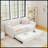 Stylish Tufted Daybed With Trundle And Two Drawers, Queen Size, Grey Boucle Fabric For Comfort And Storage-1325967384-1325967386