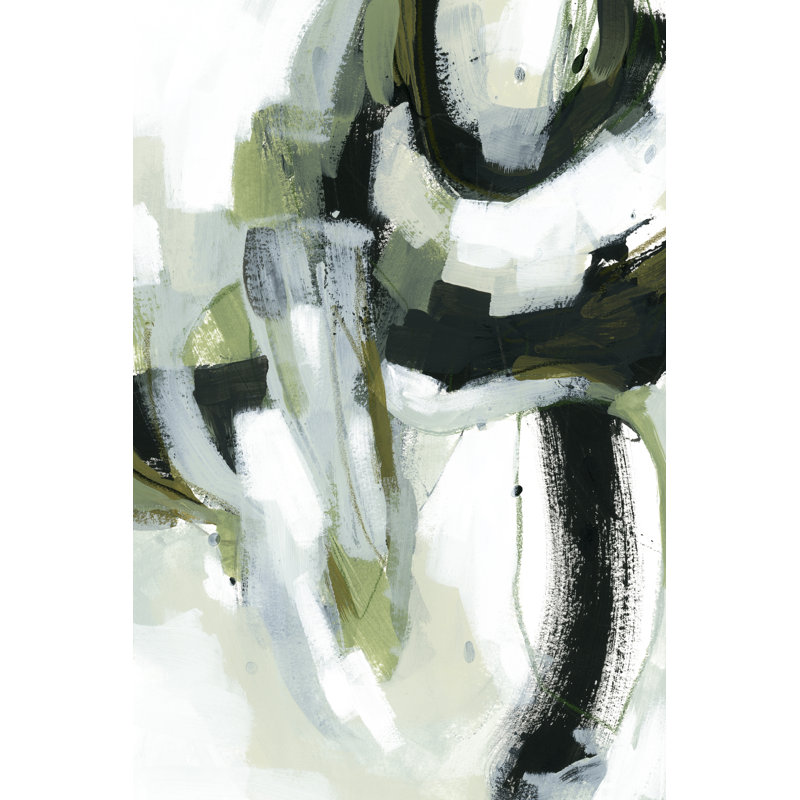 Green Onyx I by June Erica Vess - Painting on Canvas, 122 cm H x 81 cm W, Black Floater Framed