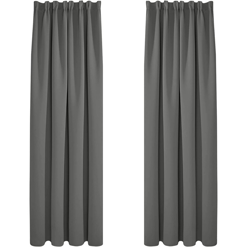 Hippen Blackout Door Curtain Pair, 140 W x 245 D cm, Light Grey