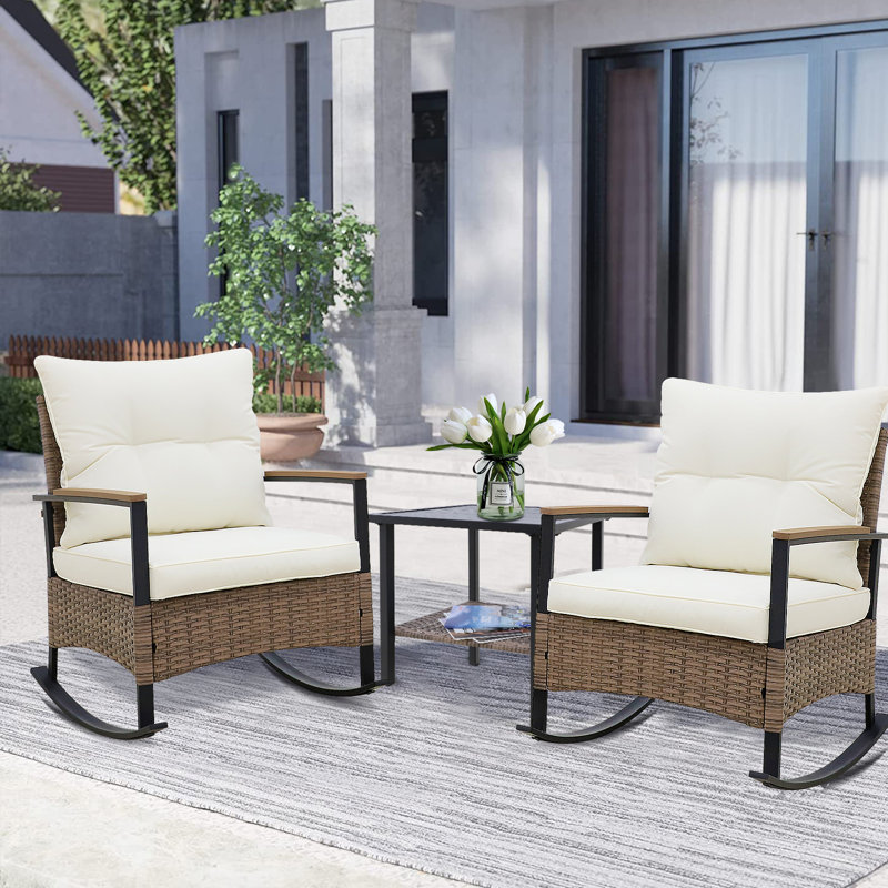 Evica 2 - Person Outdoor Seating Group with Cushions, Beige