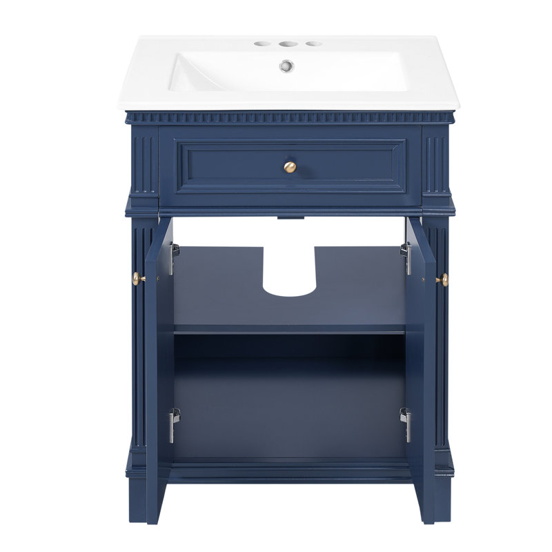 Armoire de salle de bain Vintage Elegance avec portes à fermeture douce et tablette réglable