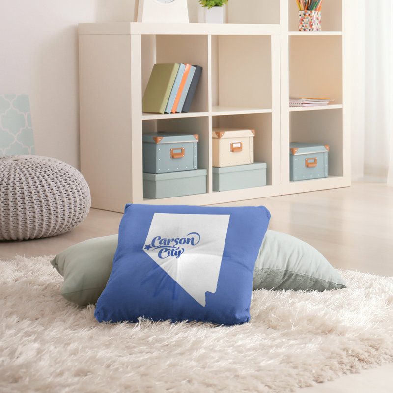 Coussin de sol touffeté nevada, 26 po x 26 po, Bleu, Ville de Carson City