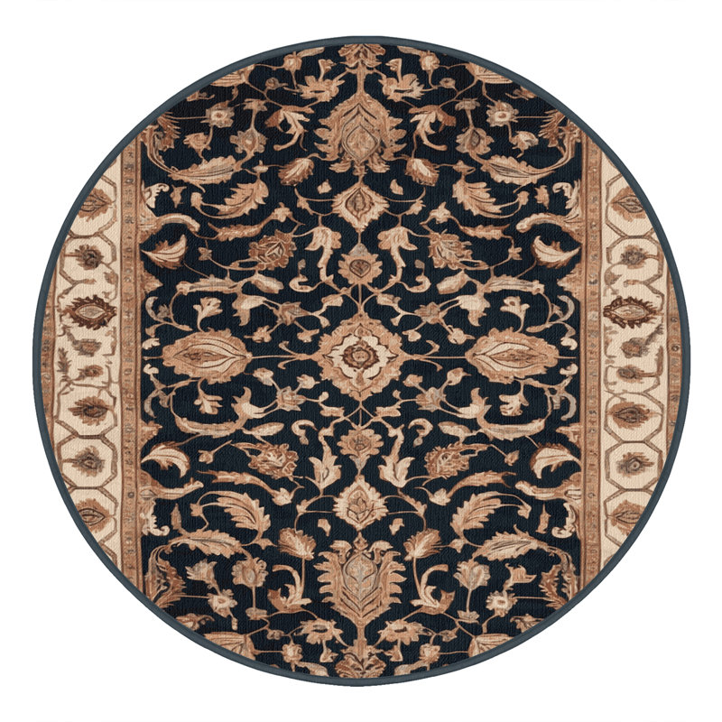Tapis brun lavable à la machine, Rond 7 pi