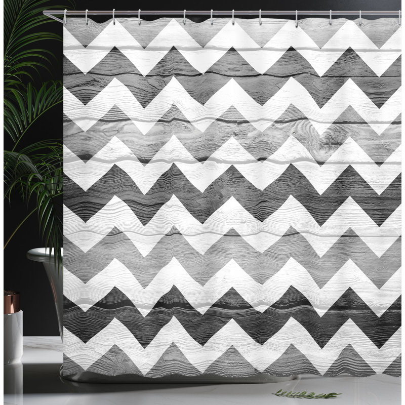 Chevron Shower Curtain with Hooks Included, 75" H x 69" W