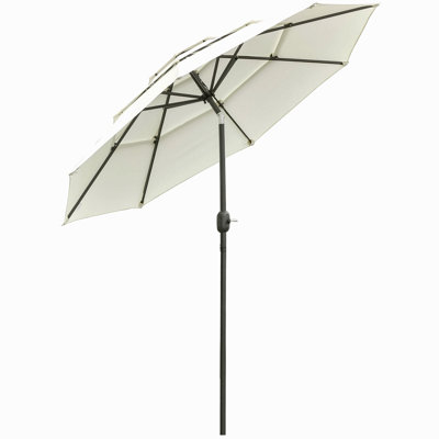 3 Tiers Patio Umbrella Outdoor Market Umbrella With Crank, Push Button Tilt For Deck, Backyard And Lawn (Without Base)
