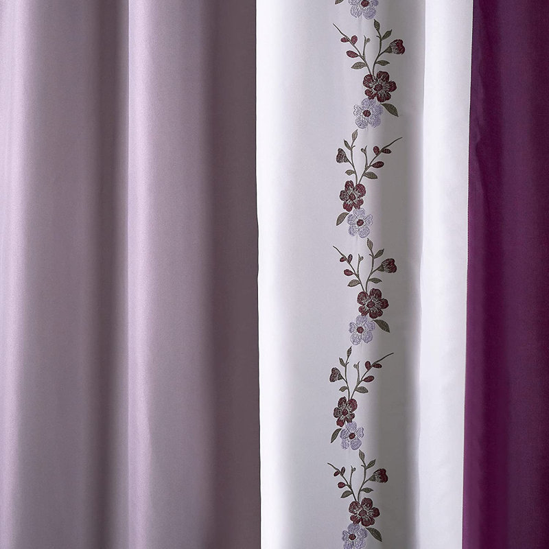 Lavender Purple Polyester Pleated Light-Filtering Window Panel Set