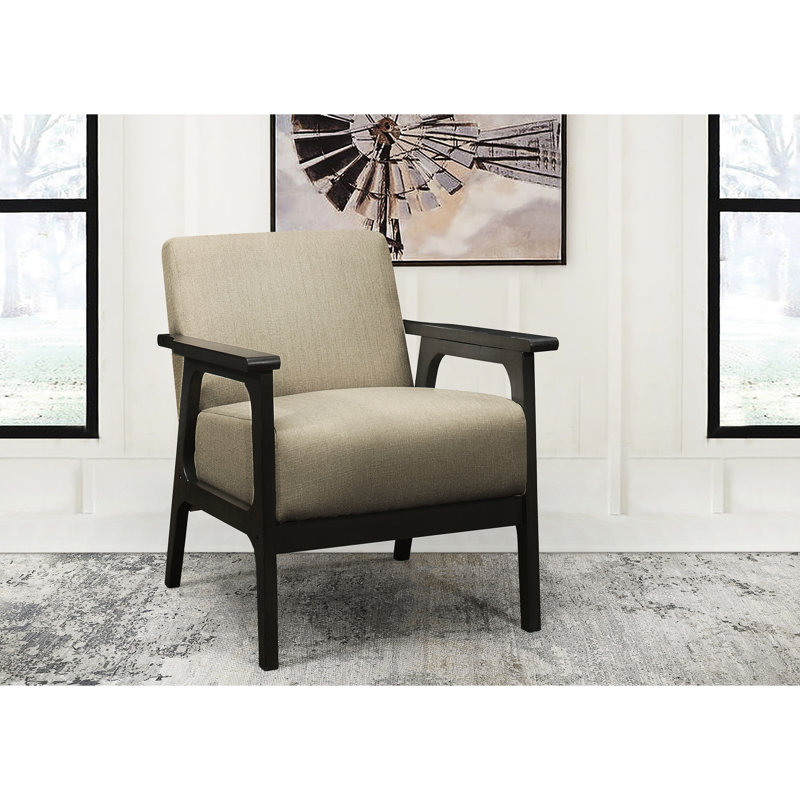 Chaise d'appoint avec revêtement brun, bois massif, chaise de salon d'une profondeur de 21,5 po, structure en bois d'hévéa, poids de 300 lb