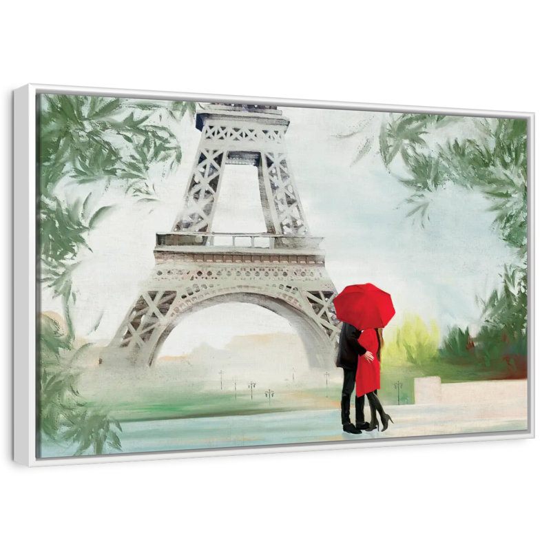Romance tropicale à Paris, 46 po x 31 po, Cadre flottant blanc