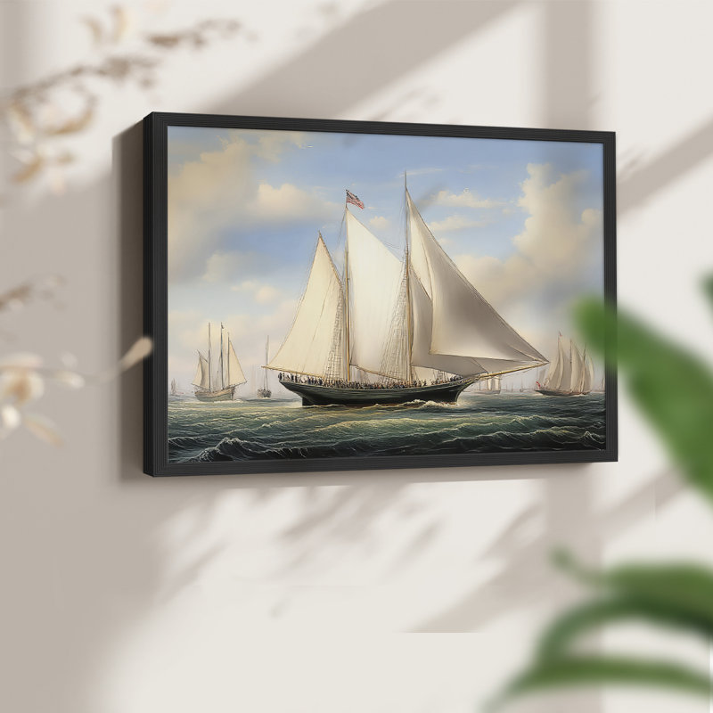 Série nautique-CXV - reproduction encadrée - réarmable, H 11 po x l 14 po, Noir, noir, noir, noir