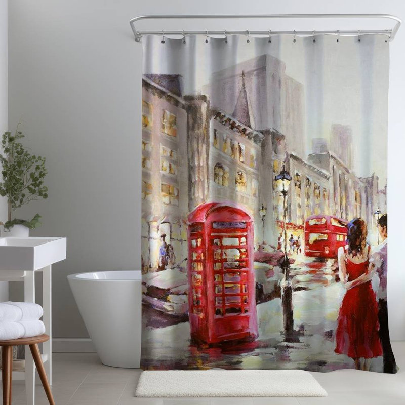 Shower Curtain CI108 – Polyester Shower Curtain, Dye Sublimation Print, 71" W × 74" L