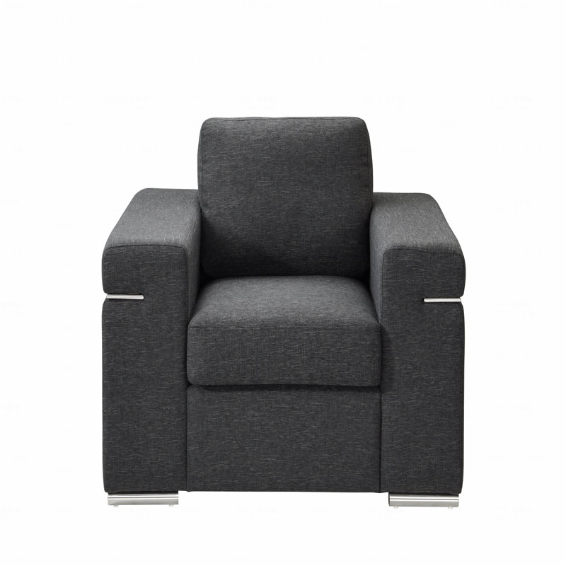 Fauteuil rembourré en tissu noir Linen