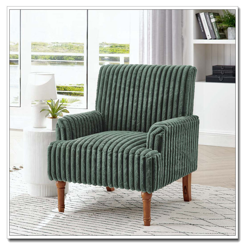 Chaise d'appoint moderne en velours côtelé, Army Green