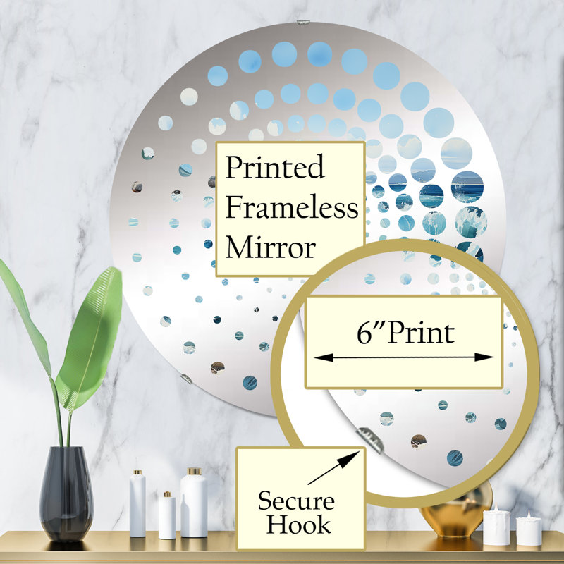 Spiral Dot Decorative Mirror, 31.4" x 31.4", Oceans Infinity Dreamscape I