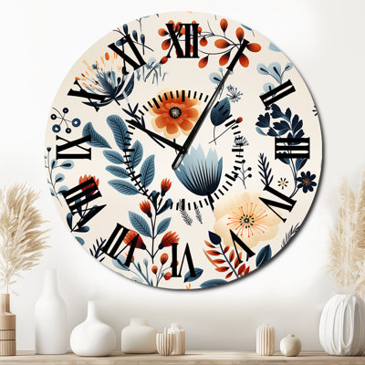 Horloge murale Nordic Blue Bloom