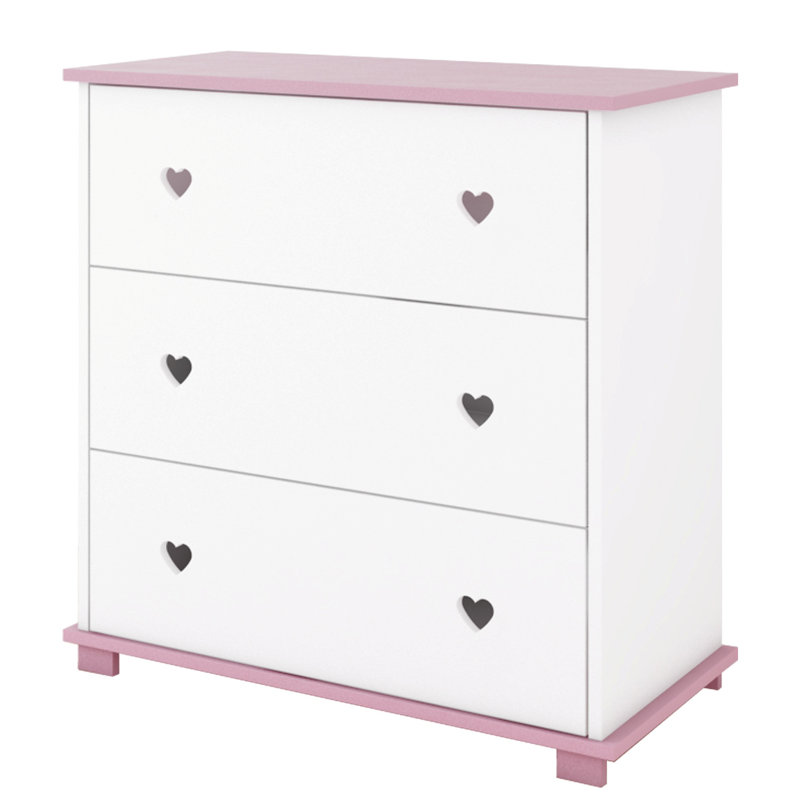 Kauffman Kids 3 - Drawer Chest, Pink/White