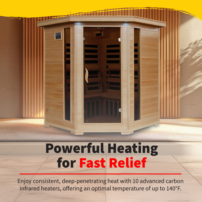 Hemlock 4-Person Corner Infrared Sauna with Carbon Heaters