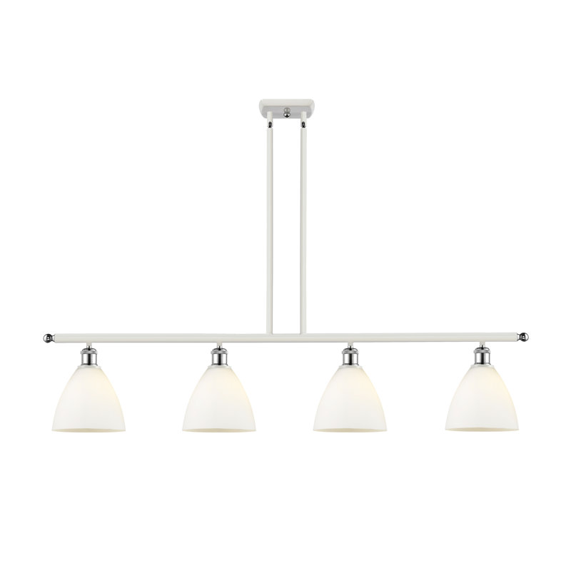 Luminaire suspendu linéaire à 4 lumières pour îlot de cuisine Amillya, Blanc mat, H 43,75 po x l 48 po x P 7,5 po