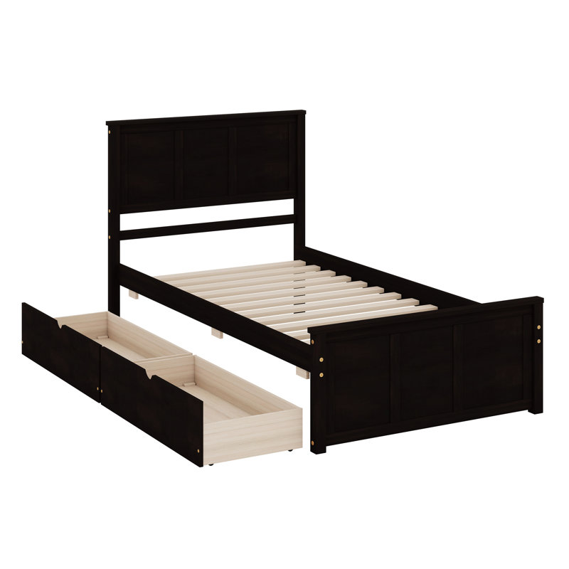 Platform Storage Bed With 2 Drawers, Espresso
