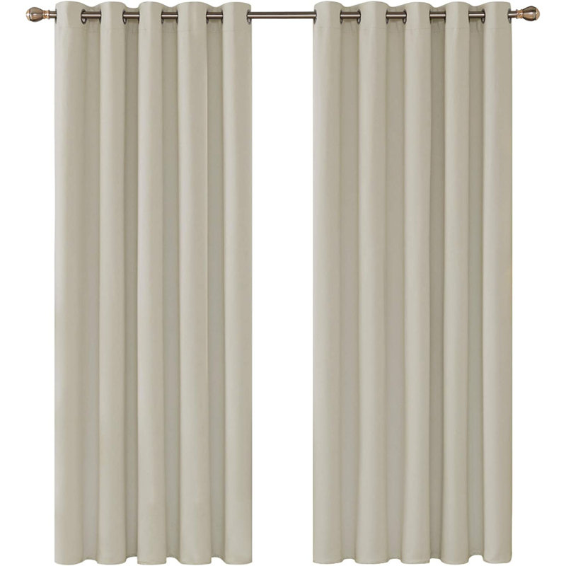 Blackout French Door Curtain Pair, 168 W x 229 D cm, Light Beige