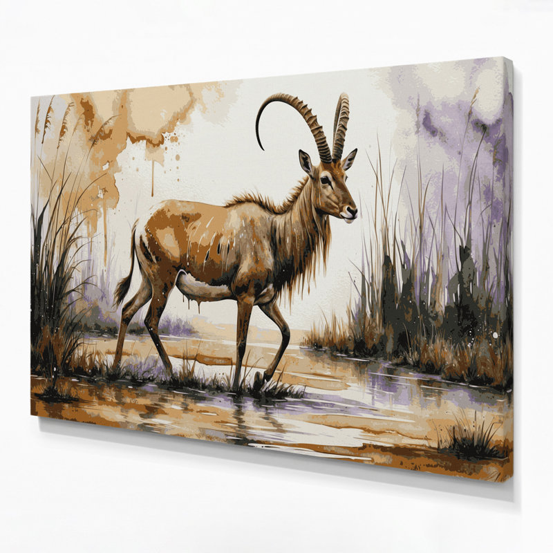 Faune, art mural sur toile beige Sitatunga, H 11 po x l 14 po