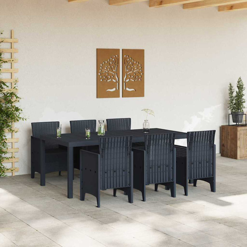 Ensemble de salle à manger de jardin vidaXL 7 pièces en polypropylène anthracite, Anthracite, 6