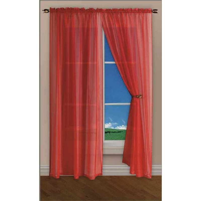Kapellen Semi Sheer Curtain, 59cm Width x 54cm Drop, Red