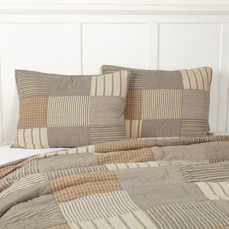 Couvre-oreiller Sawyer Mill 100% coton, Très grand, Gris anthracite / kaki / crème foncé