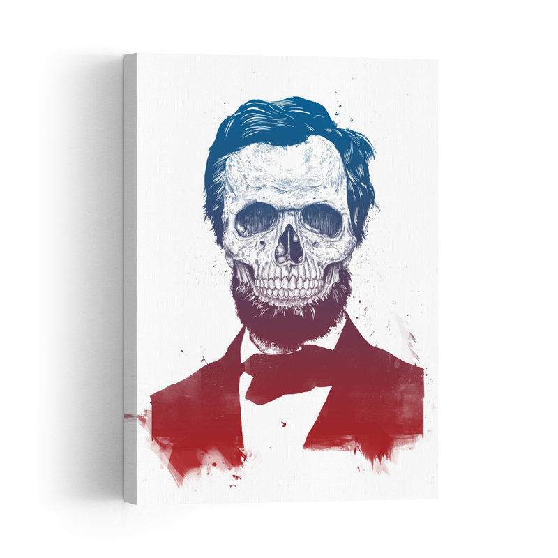 Affiche murale patriotique contemporaine représentant le crâne de Lincoln, H 48 po x l 32 po