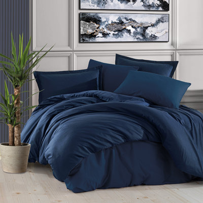 Ranforce 100% Cotton Duvet Cover Set, 3 Pieces Luxury Soft Bedding Set with Closure. Solid Colour Pattern Duvet Cover King Size Black