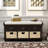 Rustic Storage Bench with 3 Drawers and 3 Rattan Baskets-180197936