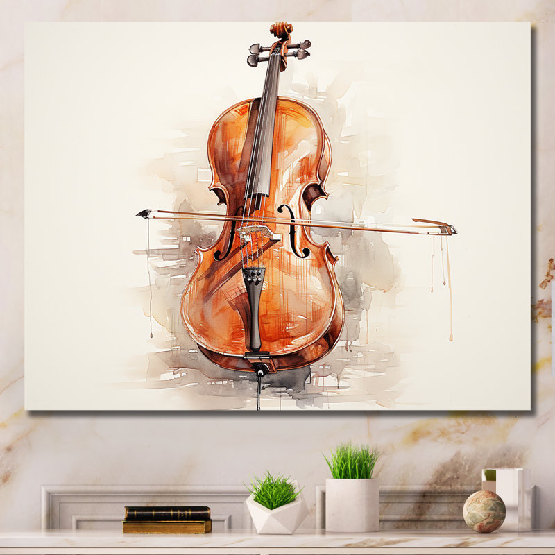 «Cello Contour Rich Brown I», reproduction d'art sur toile, Toile tendue, H 34 po x l 44 po x P 1,5 po