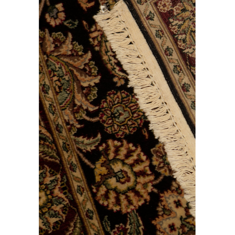 Tapis oriental noir / vin en laine noué à la main Manchuria