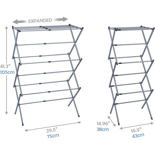 Drying Rack Measuremtns Rebrilliant Clothes Drying Rack - Wayfair Canada