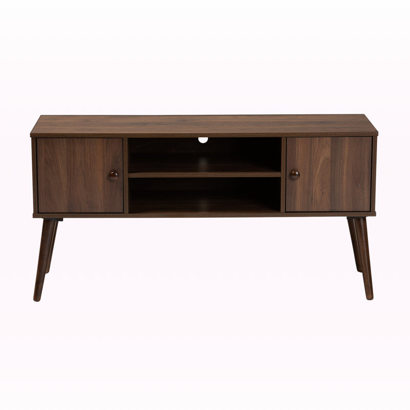Meuble télé 2 portes en bois brun noyer moderne Mid-Century Ren